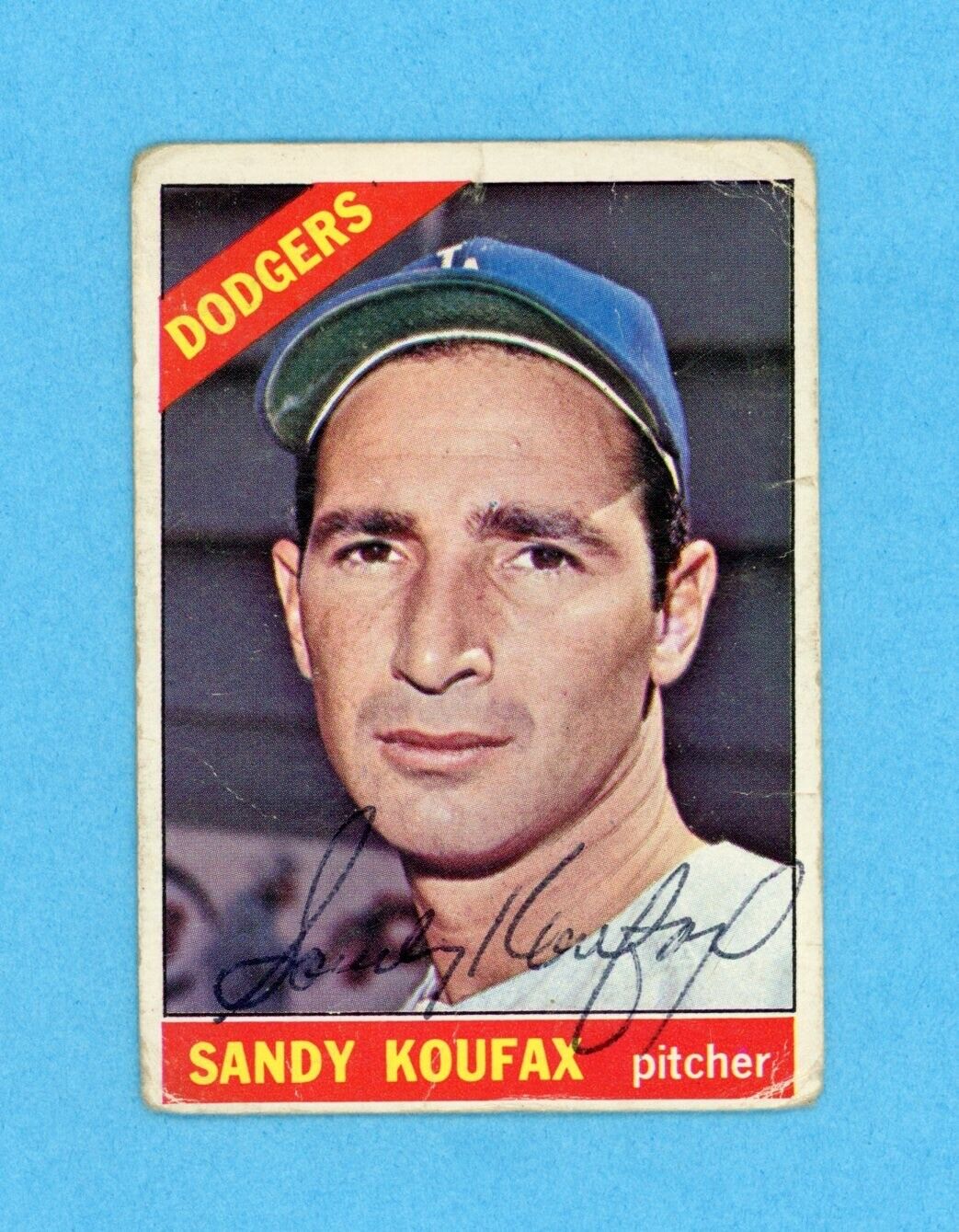 Sandy Koufax Signed 1966 Topps Card #100 Auto with B&E Hologram