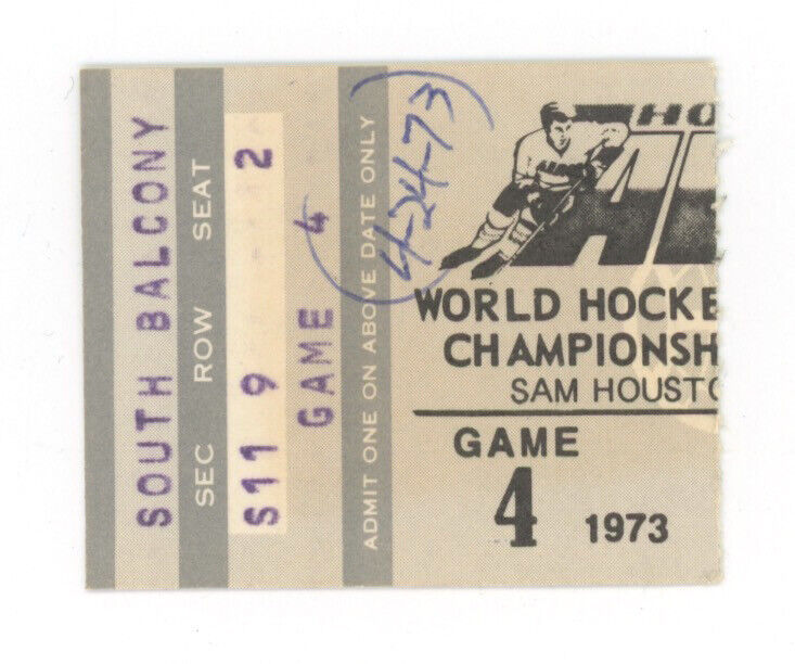 4/24/73 WHA Winnipeg Jets vs Houston Aeros Playoff Div Finals Ticket Stub