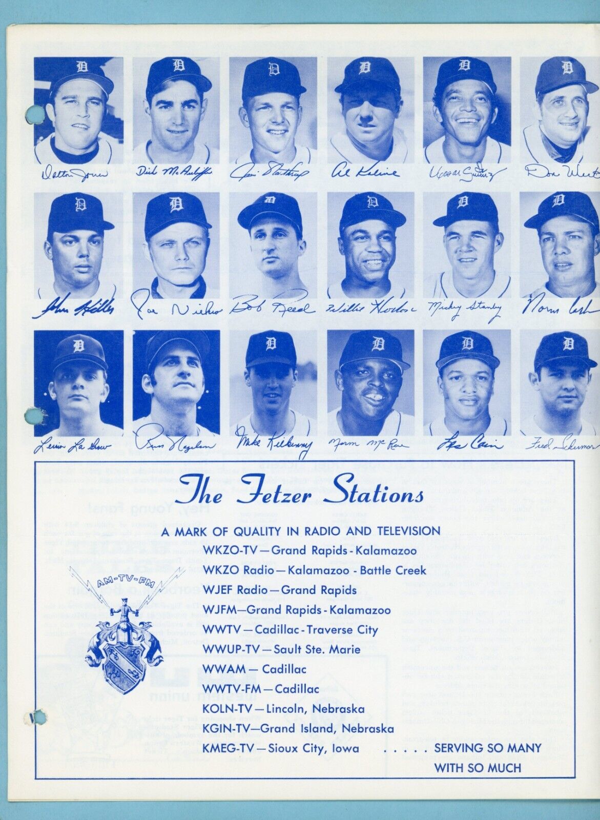 Summer 1970 Tiger Tales Official Detroit Tigers Newsletter Team Photo on Back