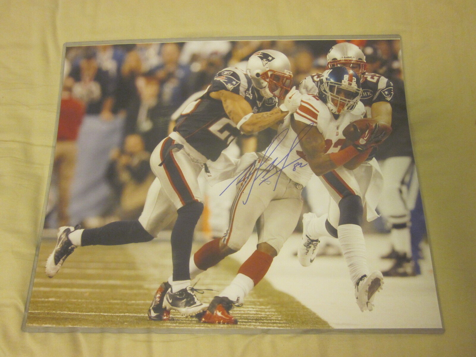 Mario Manningham #82 Giants Super Bowl Catch Autographed 16 X 20 Photo Hologram