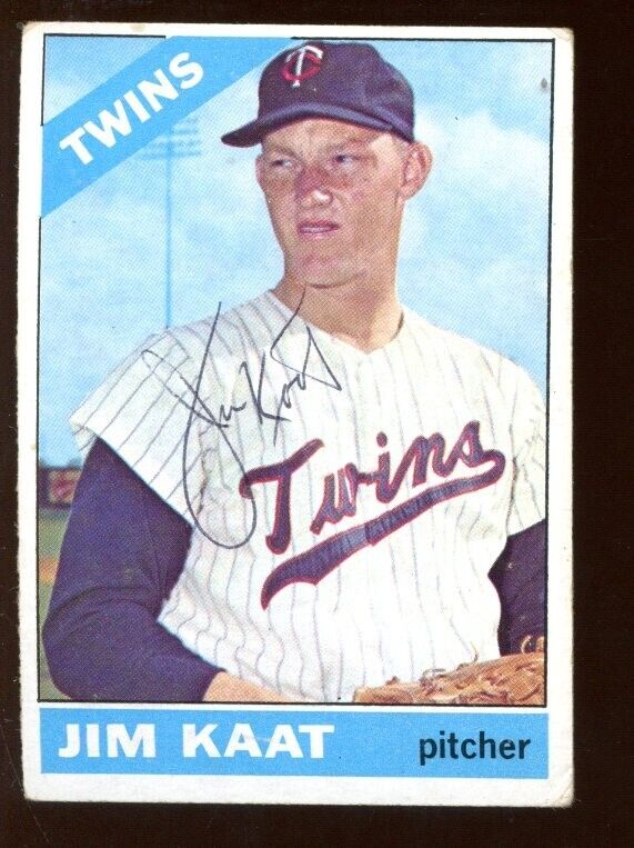 1966 Topps Baseball Card #445 Jim Kaat Autographed VGEX