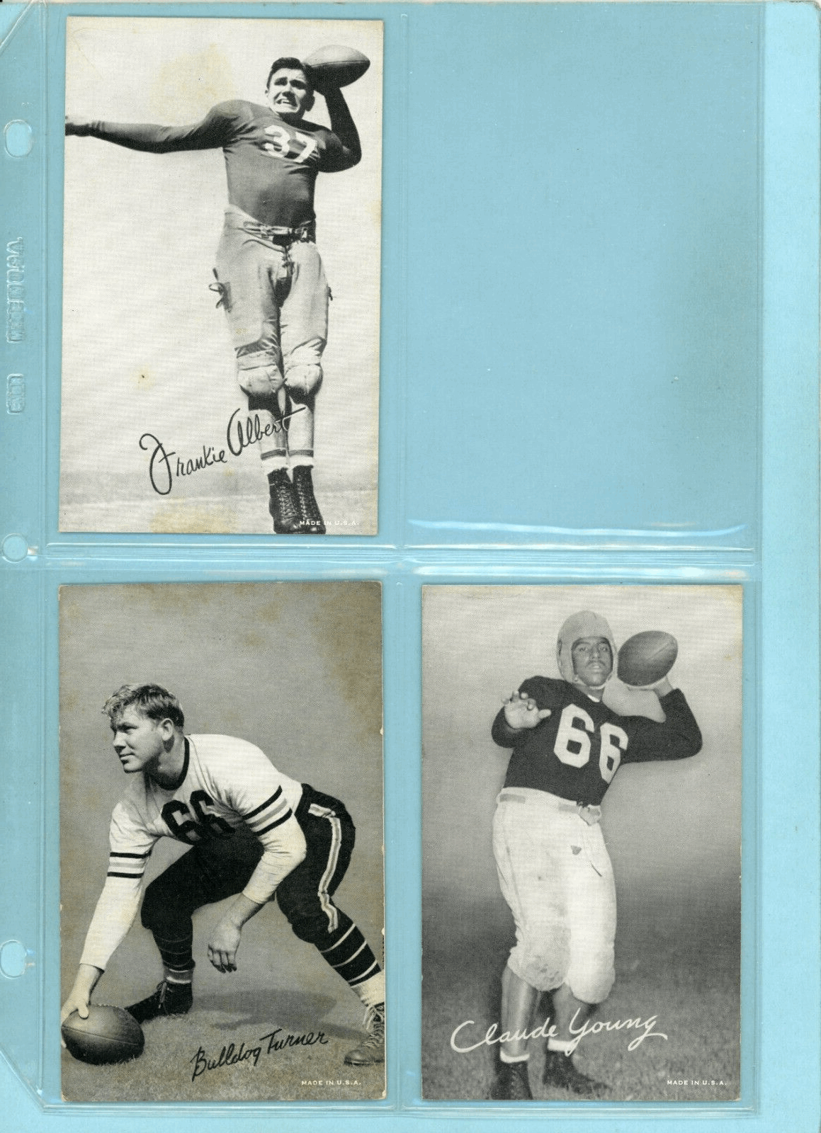 1948-52 Exhibit Lot of 3 Different Football Cards F. Albert, B. Turner, B. Young