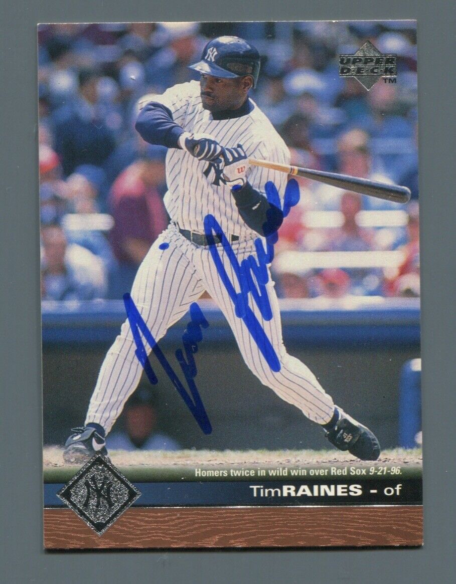 Tim Raines HOF Signed 1997 Upper Deck Card Auto with B&E Hologram