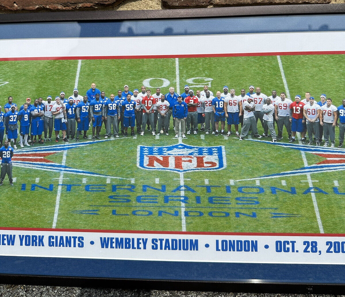 2007 New York Giants in London 12x29 Framed Team Photo (given only to employees)