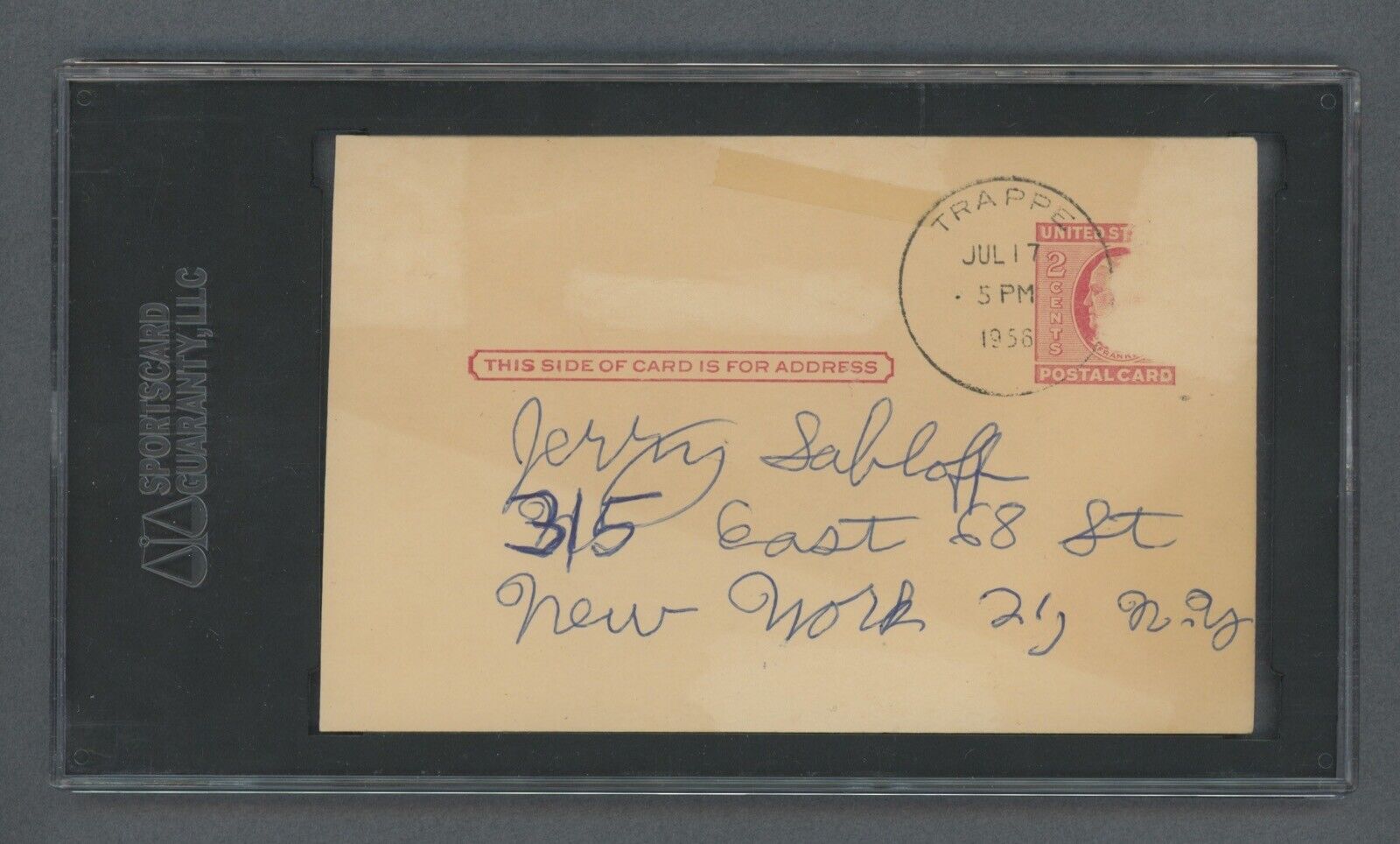 1956 Govt Postcard Signed by J. Frank Baker with SGC Slabbed with JSA Cert