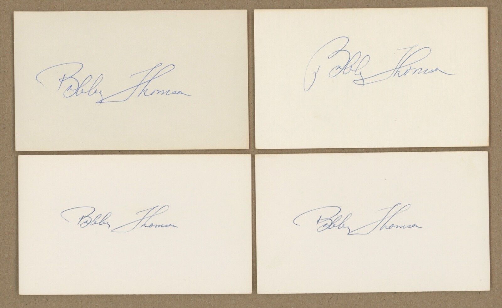 Lot of 24 Bobby Thomson Signed Index Cards w B&E Holograms