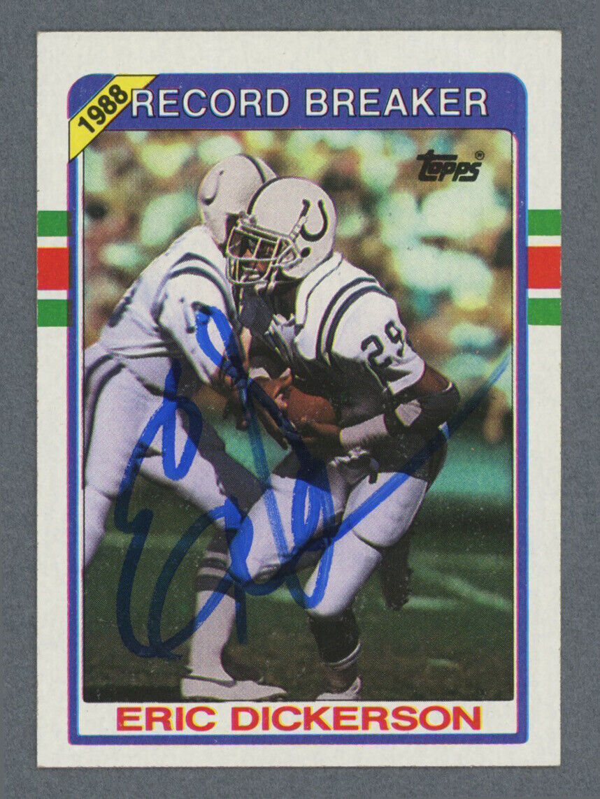 Eric Dickerson Colts Signed 1989 Topps Card #3 Auto with B&E Hologram