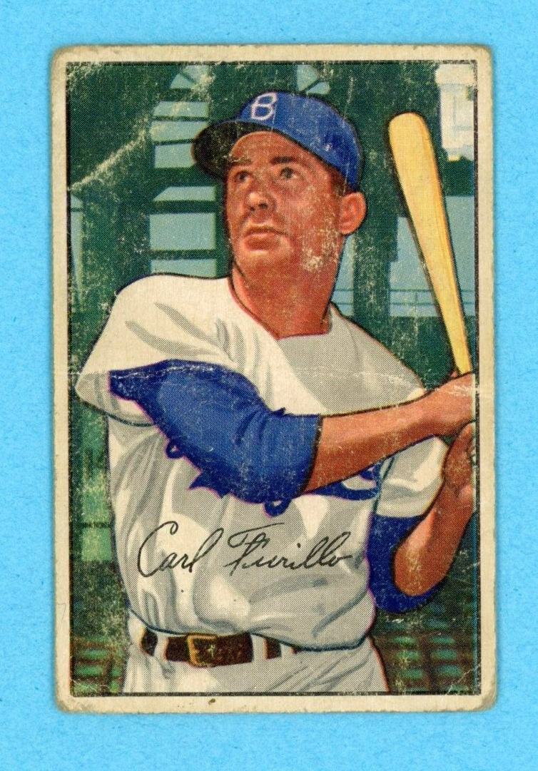 1952 Bowman #24 Carl Furillo Brooklyn Dodgers Baseball Card Low Grade