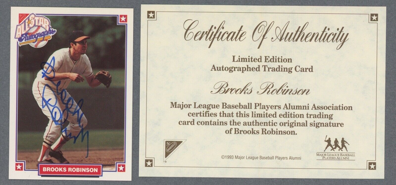 Brooks Robinson Signed 1993 Nabisco Card ••• w/cert Auto w B&E Hologram