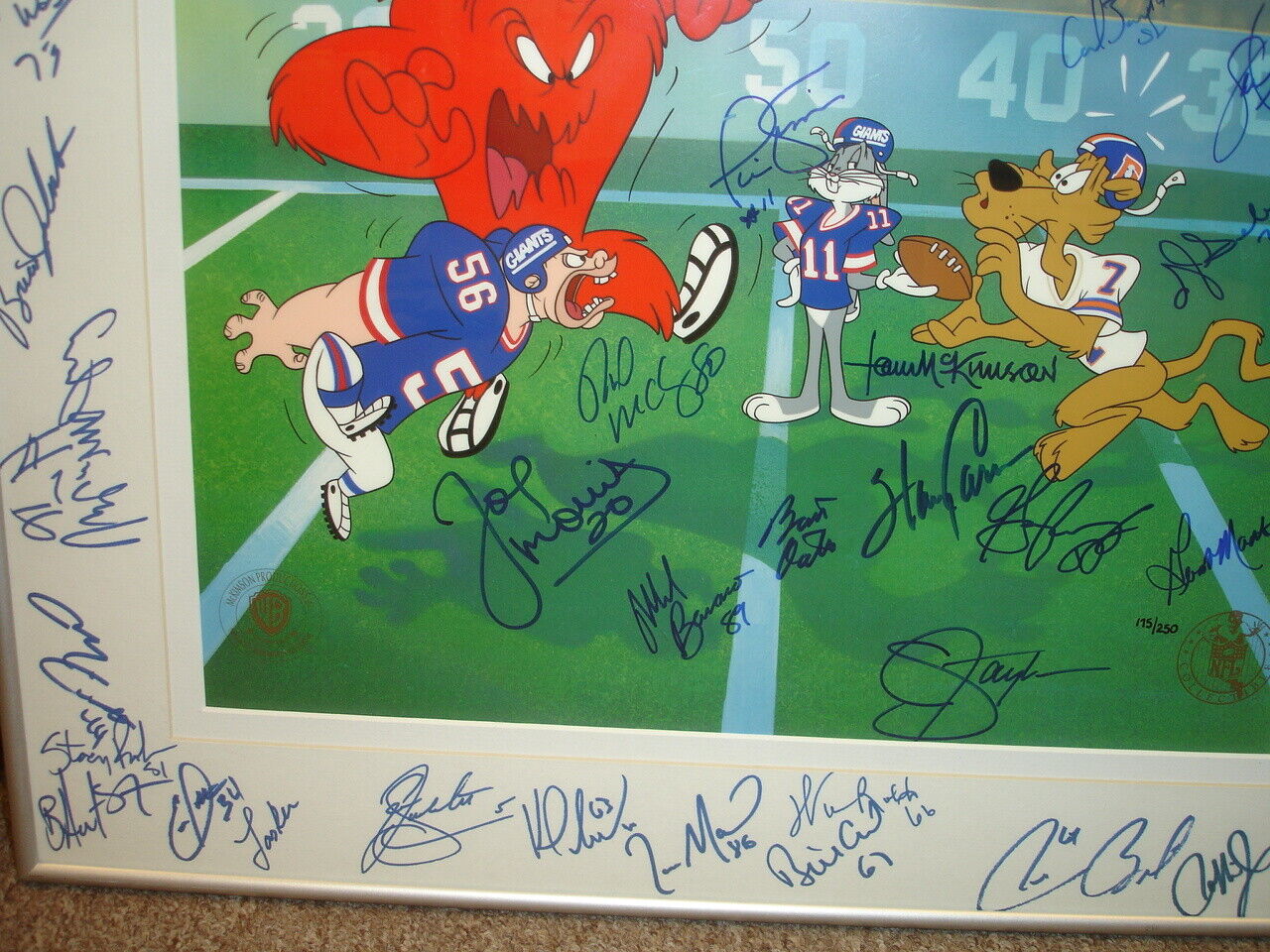 Warner Brothers Bugs Bunny 1986 NY GIANTS Team Signed LE 175/250 Animation Art