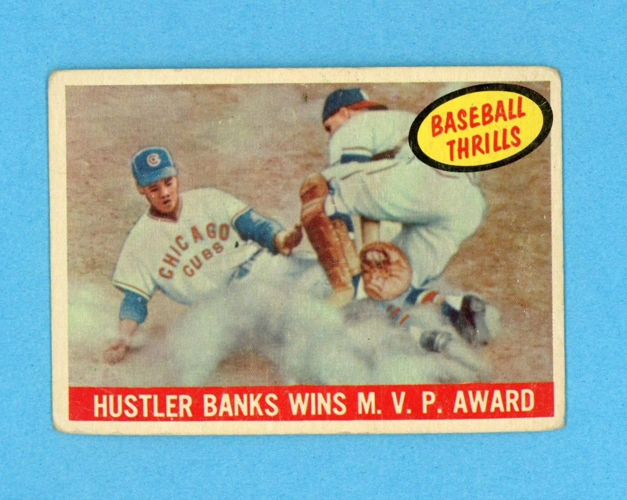 1959 Topps #469 Baseball Thrills Ernie Banks Cubs Baseball Card Low Grade