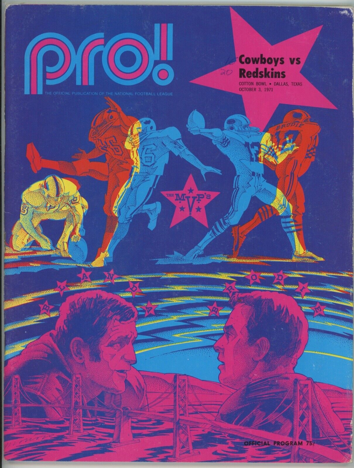 10/3/71 Pro! Dallas Cowboys vs Washington Redskins Game Program