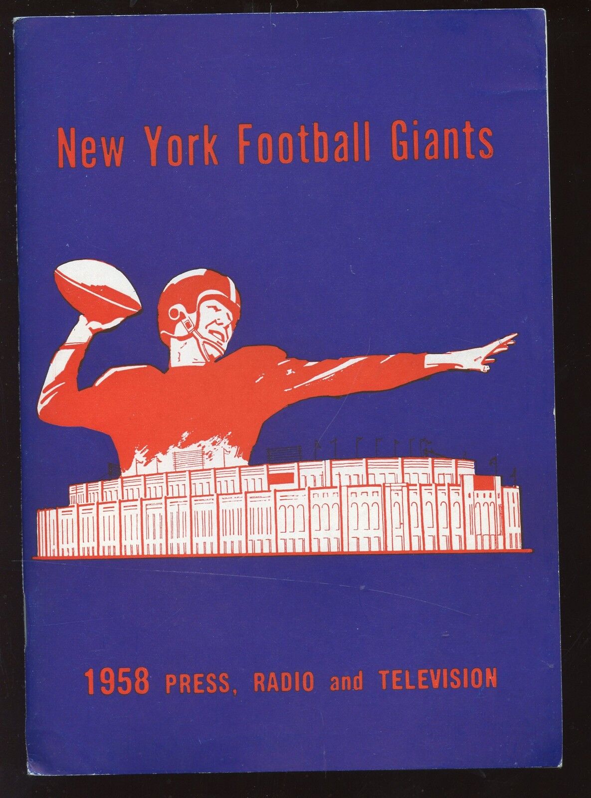 1958 New York Giants NFL Football Press Radio TV Media Guide EXMT