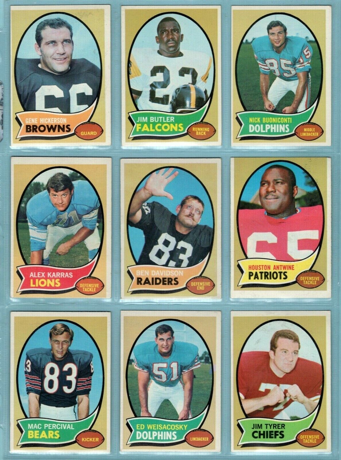 1970 Topps Starter Set Lot of 81 Different Football Cards EX