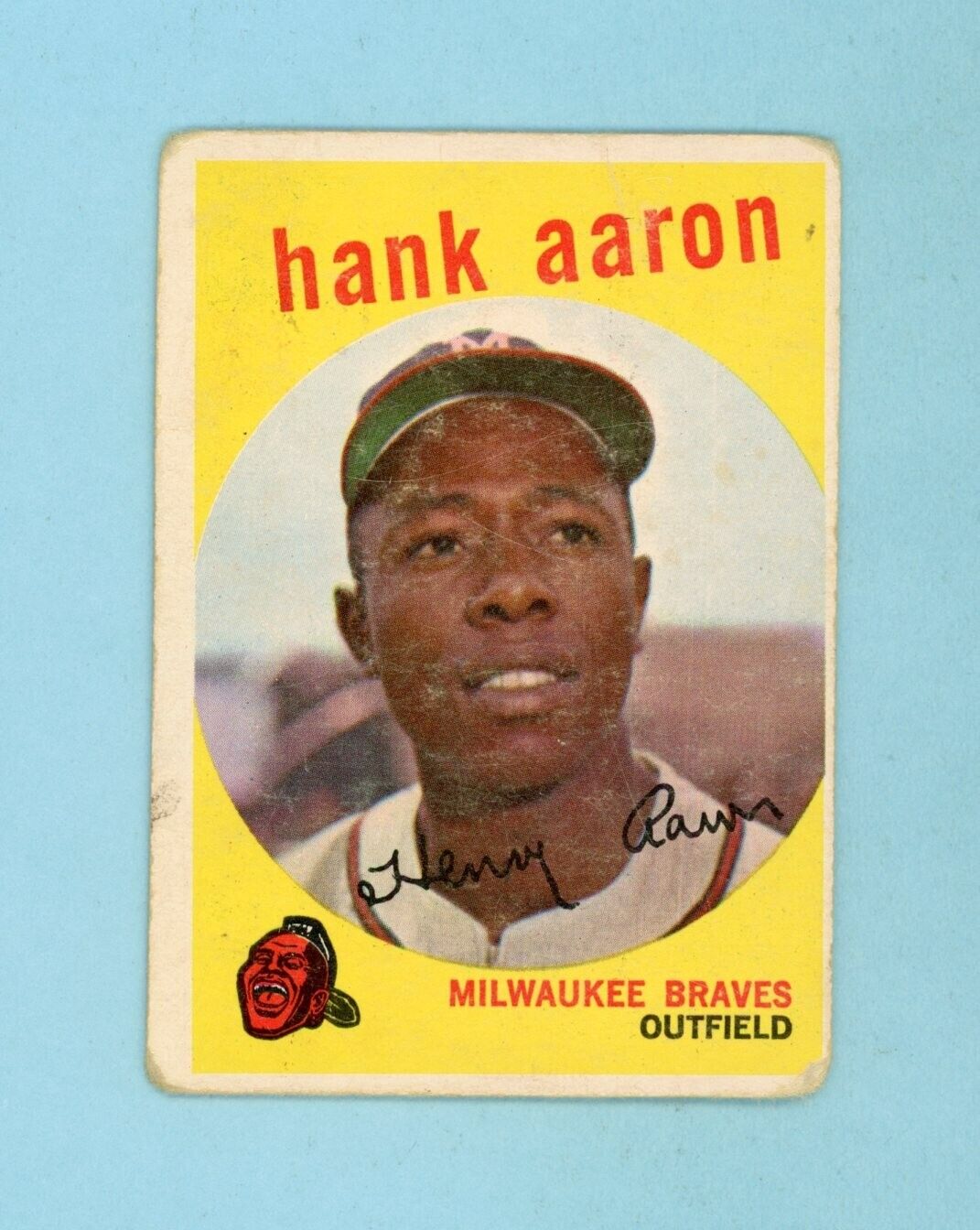 1959 Topps #380 Hank Aaron Milwaukee Braves Baseball Card Low Grade