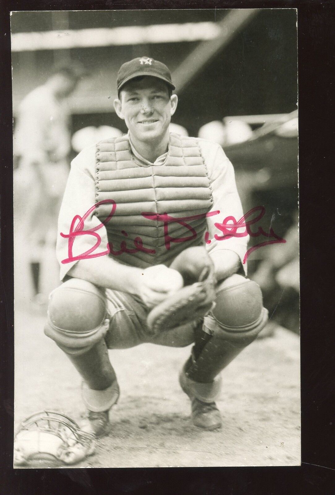 Bill Dickey New York Yankees HOFer SIGNED 3.5 x 5.5" B&W Photo Postcard