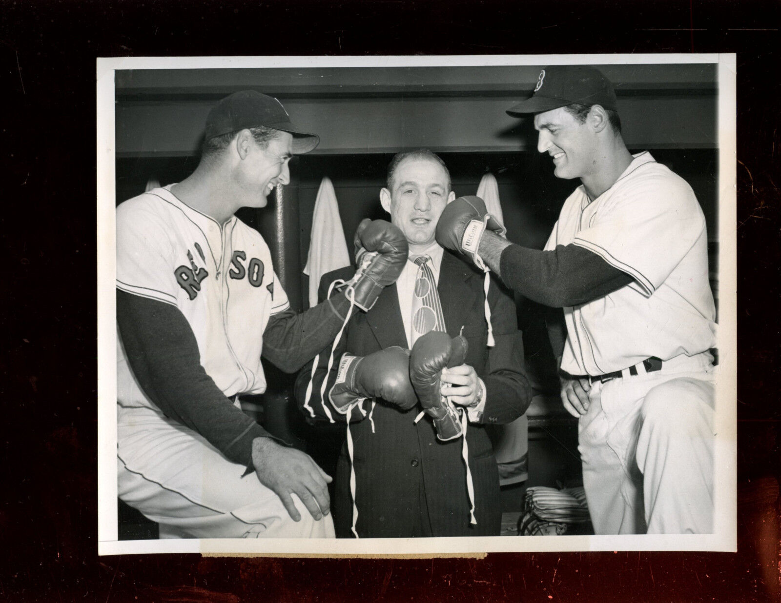 Original April 16 1949 Ted Williams & Walt Dropo Boston Red Sox Wire Photo