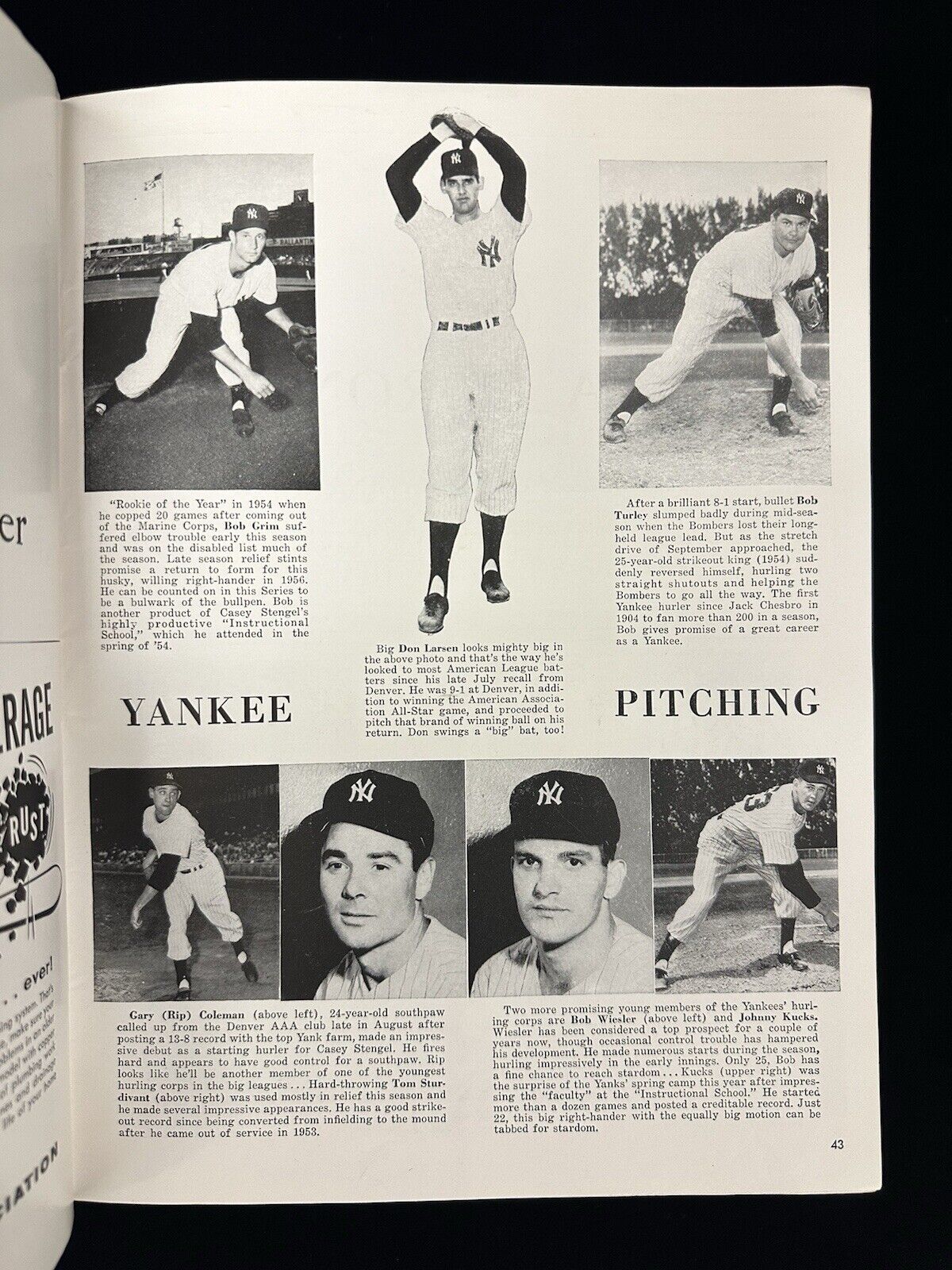 1955 New York Yankees World Series Program vs Brooklyn Dodgers EX unscored