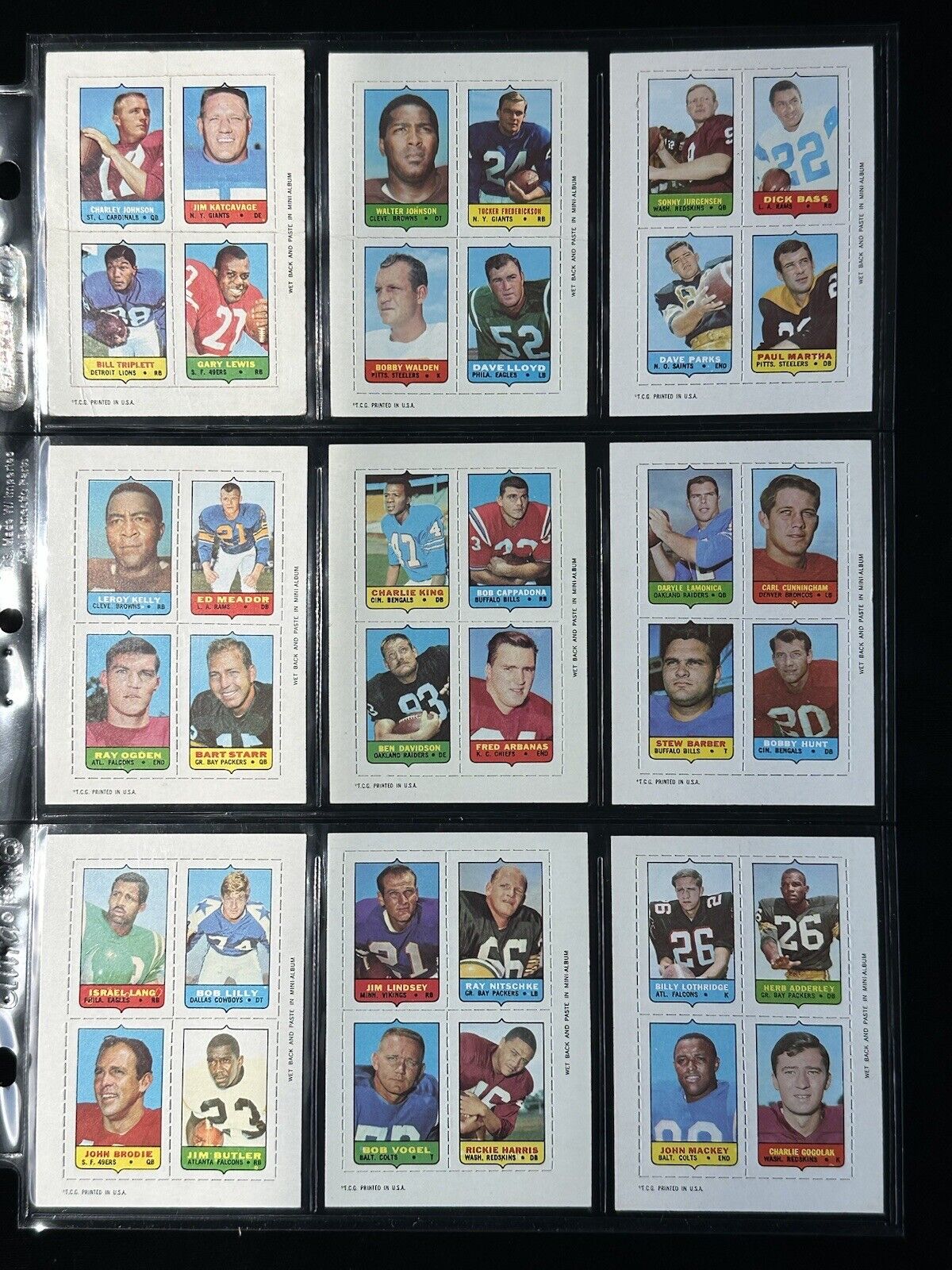 1969 Topps Football 4 in 1 Complete Set of 66 - Overall NM (a few lesser)