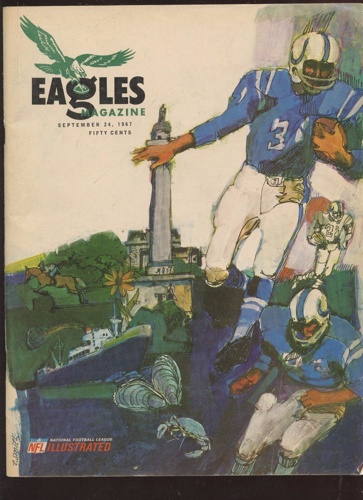 September 24 1967 NFL Program Baltimore Colts at Philadelphia Eagles VGEX