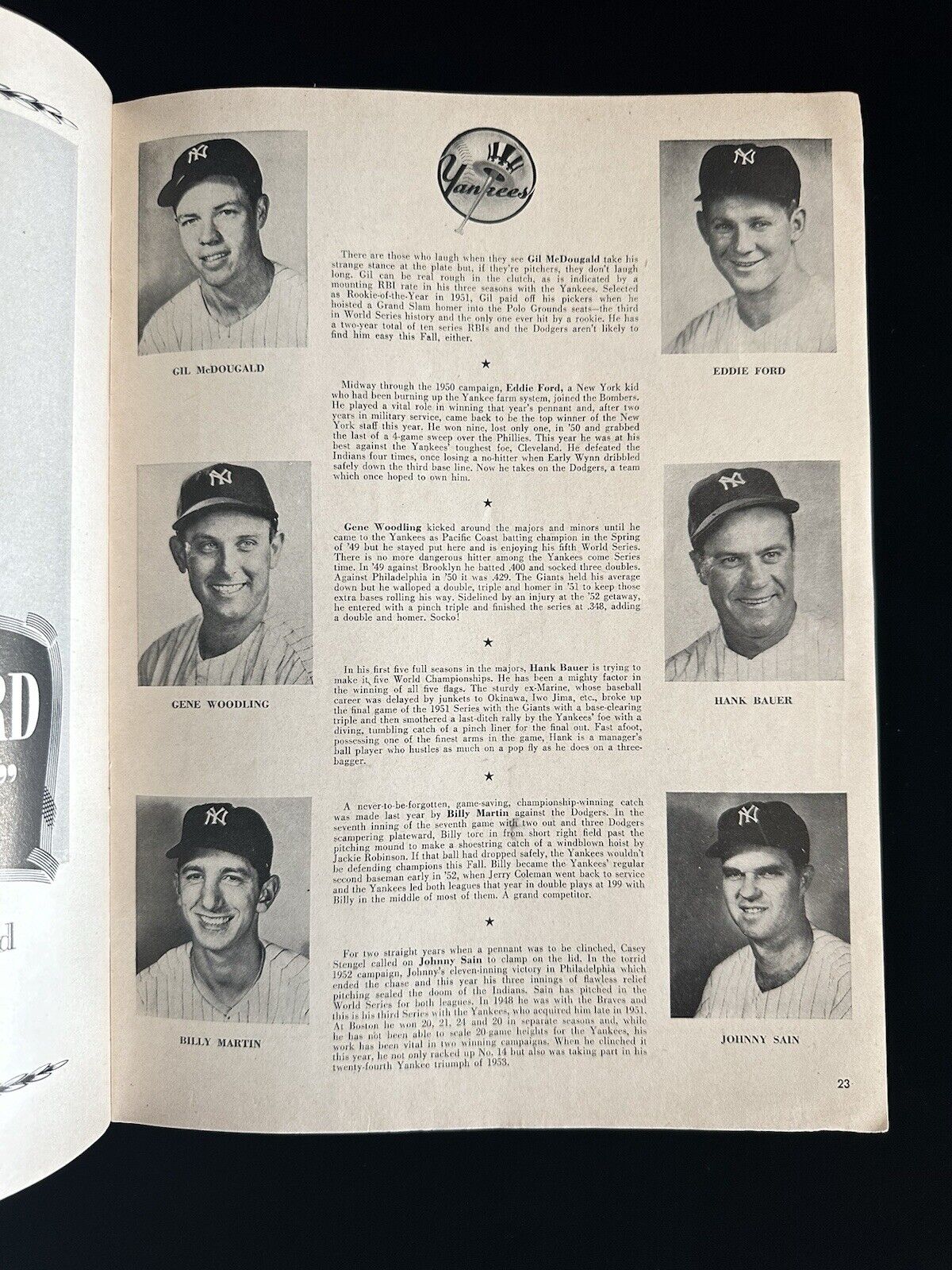 1953 NY Yankees World Series Program vs Brooklyn Dodgers - Partially Scored - EX