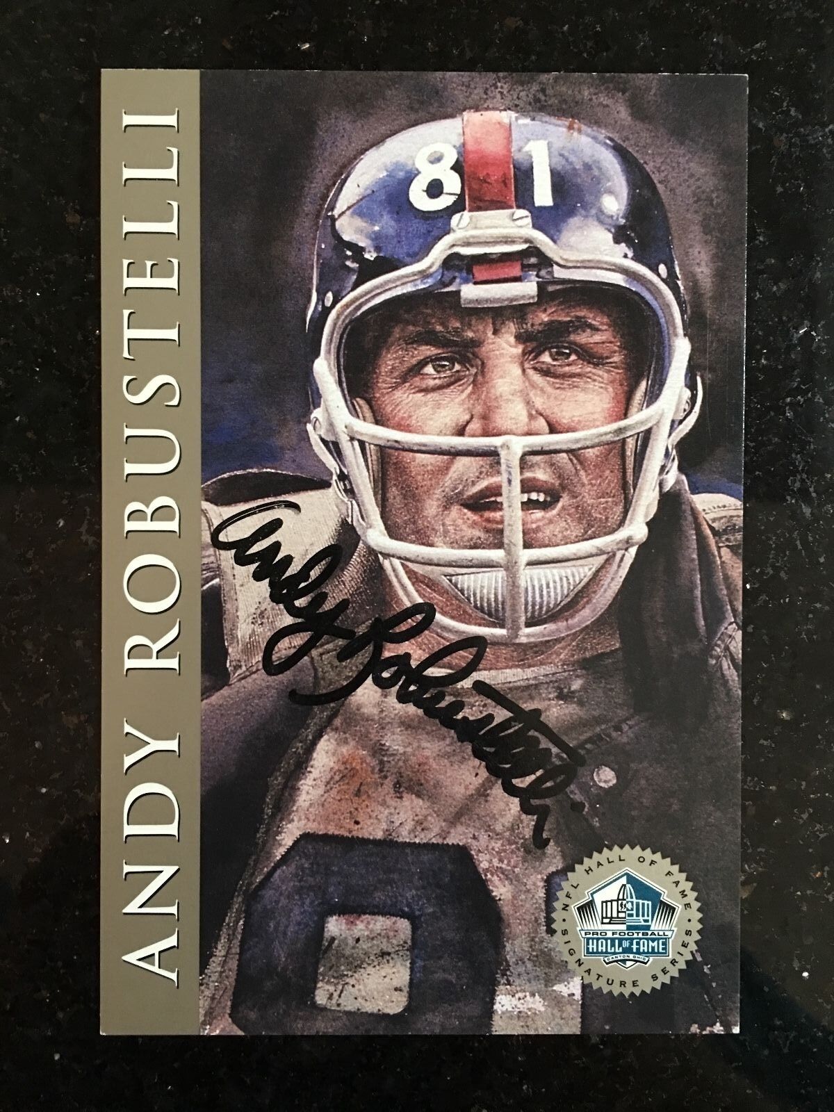 Andy Robustelli Autographed NFL Hall of Fame Signature Series Postcard #/2500