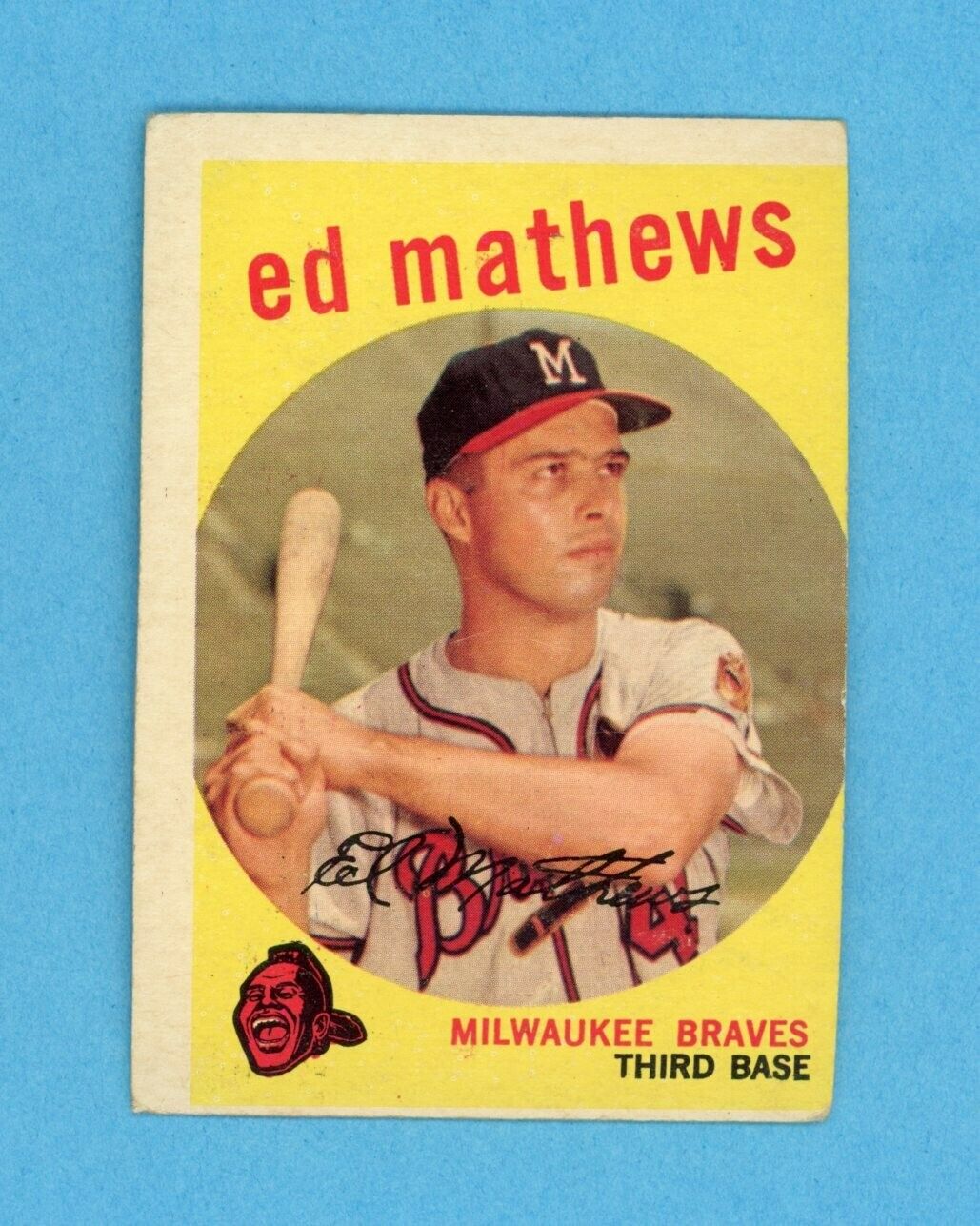 1959 Topps #450 Eddie Mathews Milwaukee Braves Baseball Card Low Grade