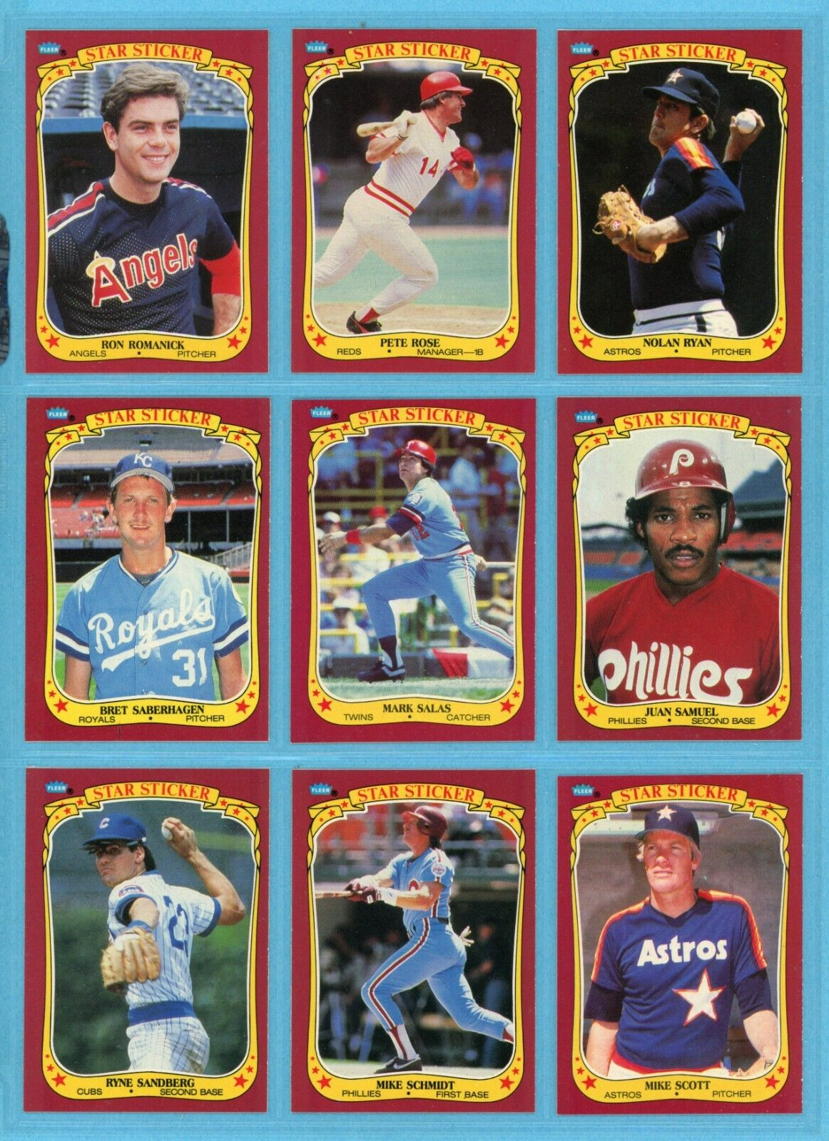 1986 Fleer Star Stickers Complete Set of 132 Baseball Cards NM