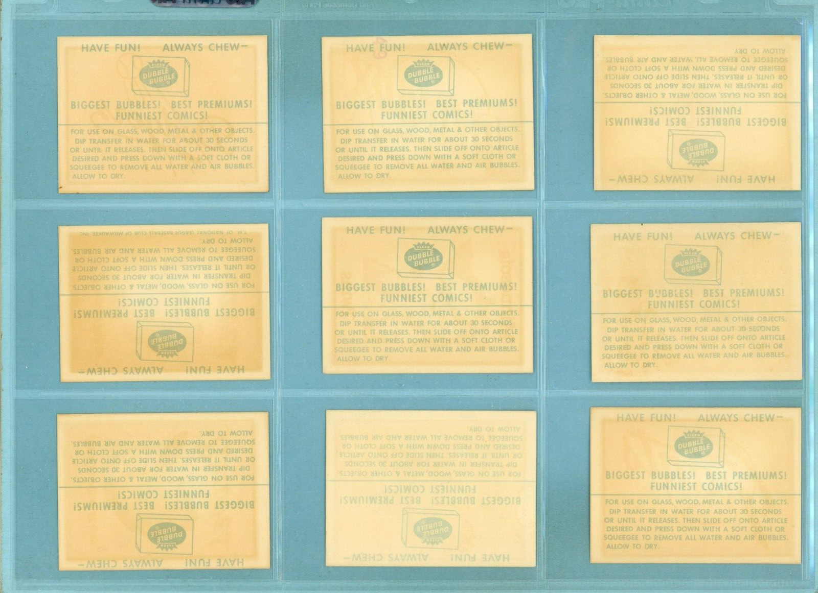 1961 Fleer Complete Set of 18 Team Logo Baseball Decals