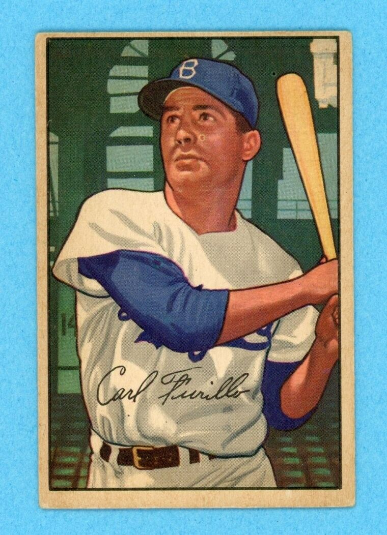 1952 Bowman #24 Carl Furillo Brooklyn Dodgers Baseball Card EX wrk