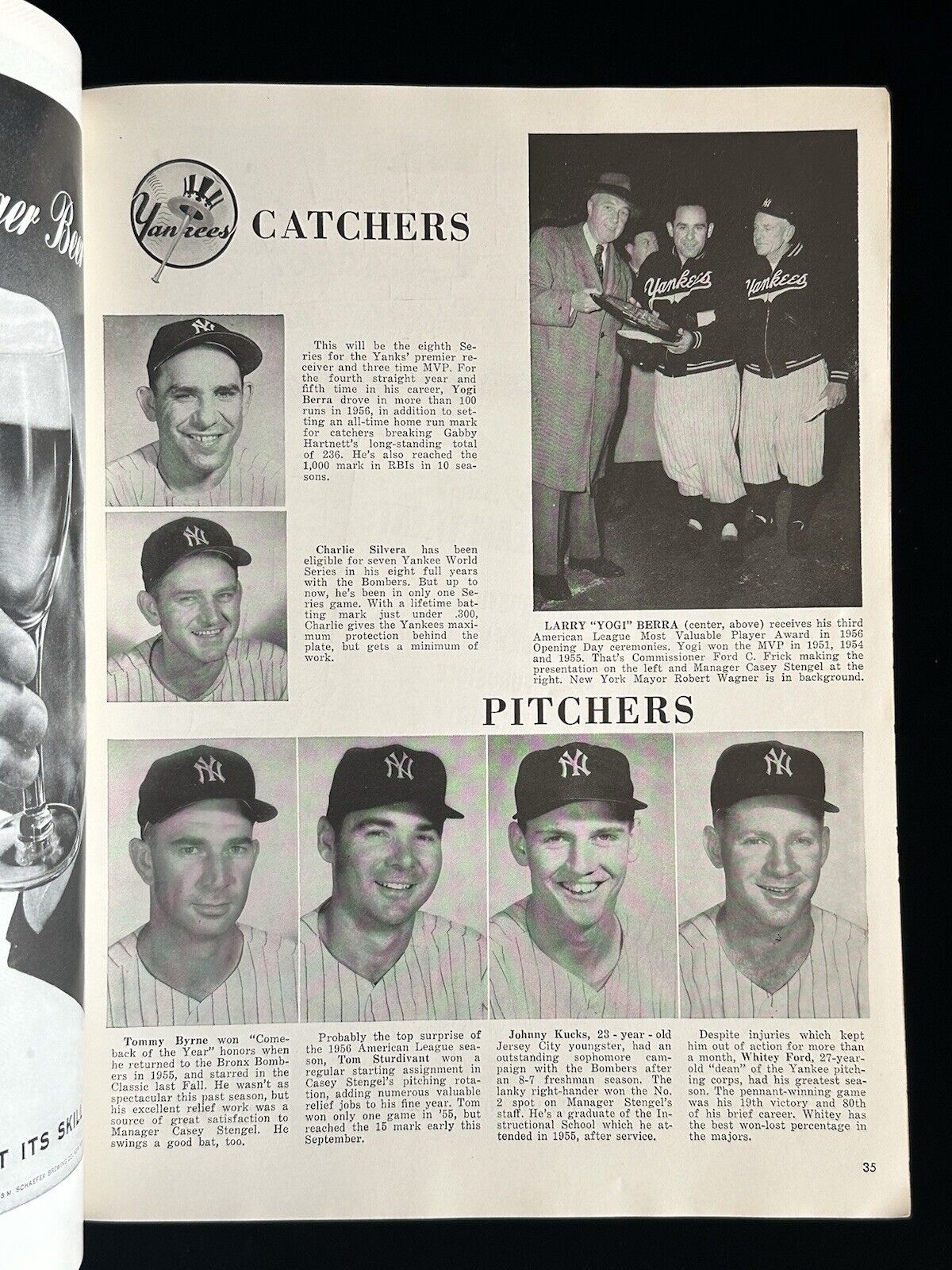 1956 New York Yankees World Series Program vs Brooklyn Dodgers - Unscored - EX