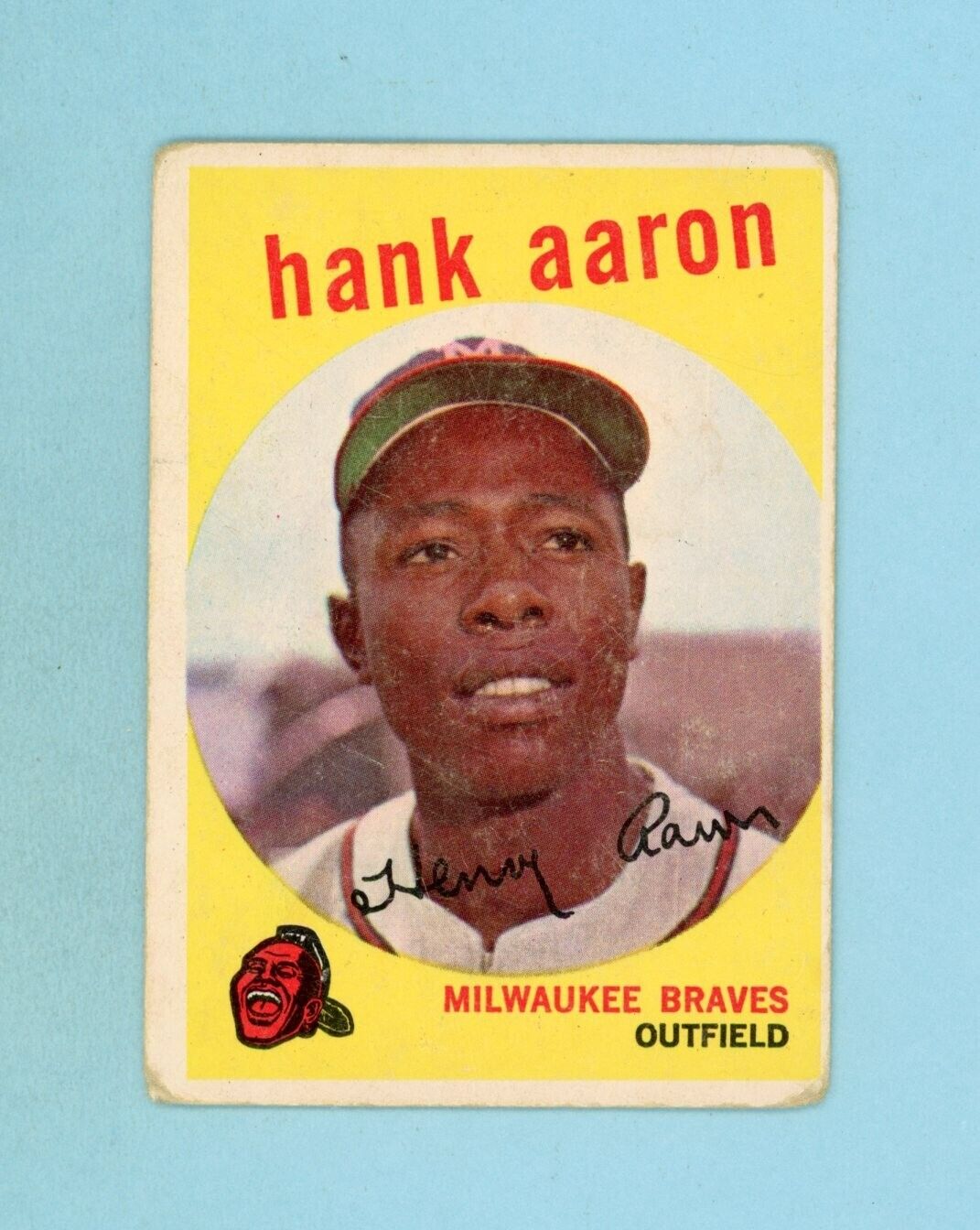 1959 Topps #380 Hank Aaron Milwaukee Braves Baseball Card Good