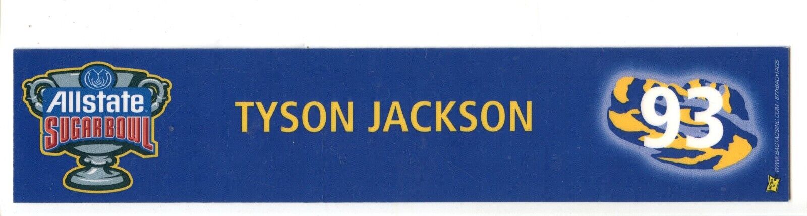 Tyson Jackson #93 LSU Locker Room Name Plate Autographed