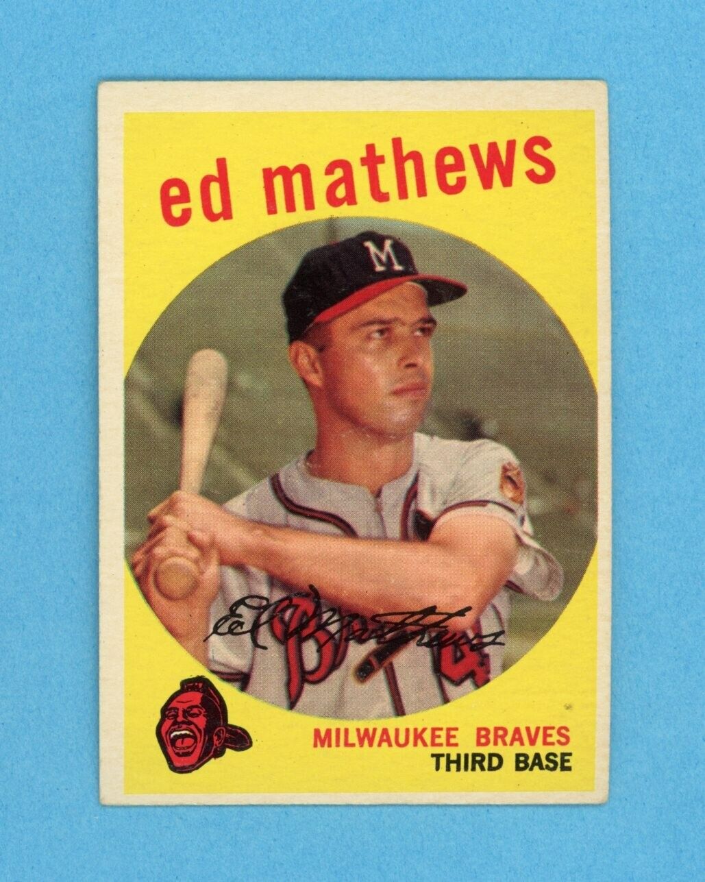 1959 Topps #450 Eddie Mathews Milwaukee Braves Baseball Card EX