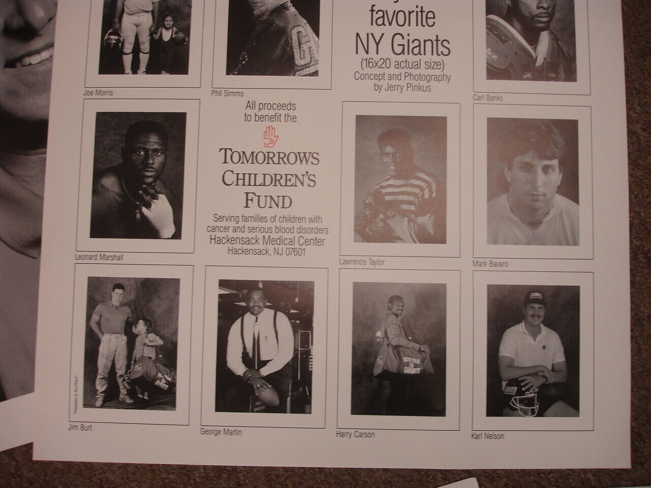 c.1990 NY Giants Lot of 14 Different 16x20 B&W Player Studio Photography Posters