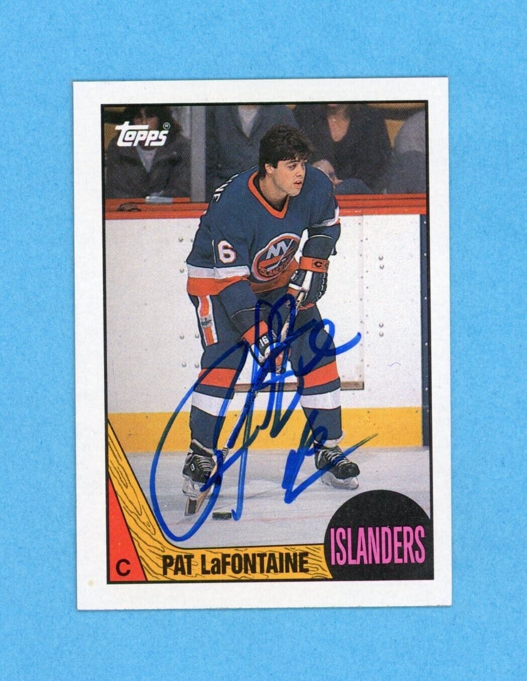 Pat LaFontaine Signed 1987 Topps Card #173 • Auto w B&E Hologram