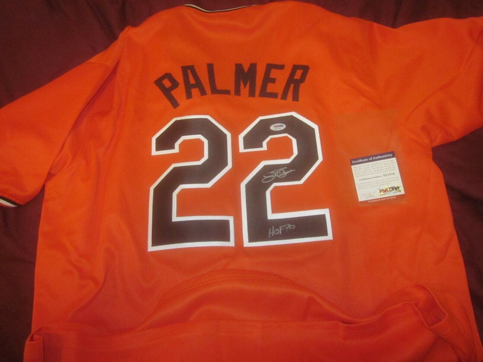 Jim Palmer Baltimore Orioles HOF 90 Autographed Jersey PSA Cert X21218