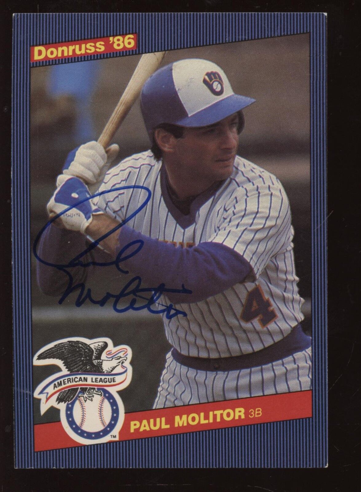 1986 Donruss Action All Star Baseball #39 Paul Molitor Autographed EX+ 