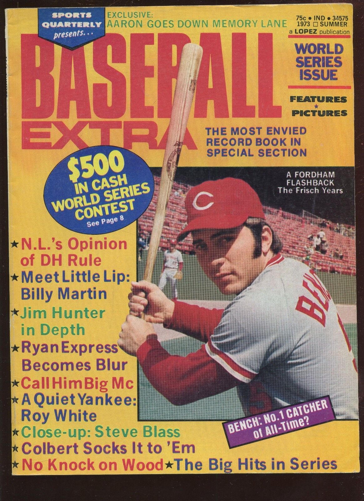 1973 Baseball EXtra Magazine With Johny Bench Cover EX