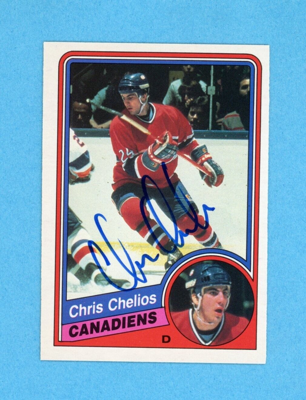 Chris Chelios Canadiens 1984-85 O Pee Chee #259 Autographed Rookie Hockey Card