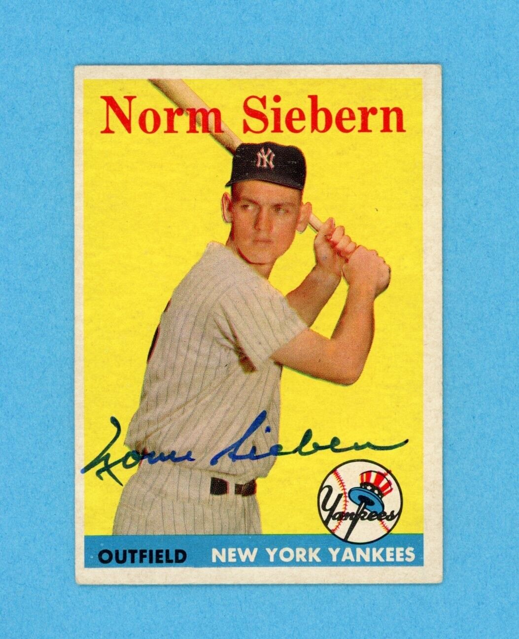 Norm Siebern Signed 1958 Topps Card #54 Auto w B&E Hologram