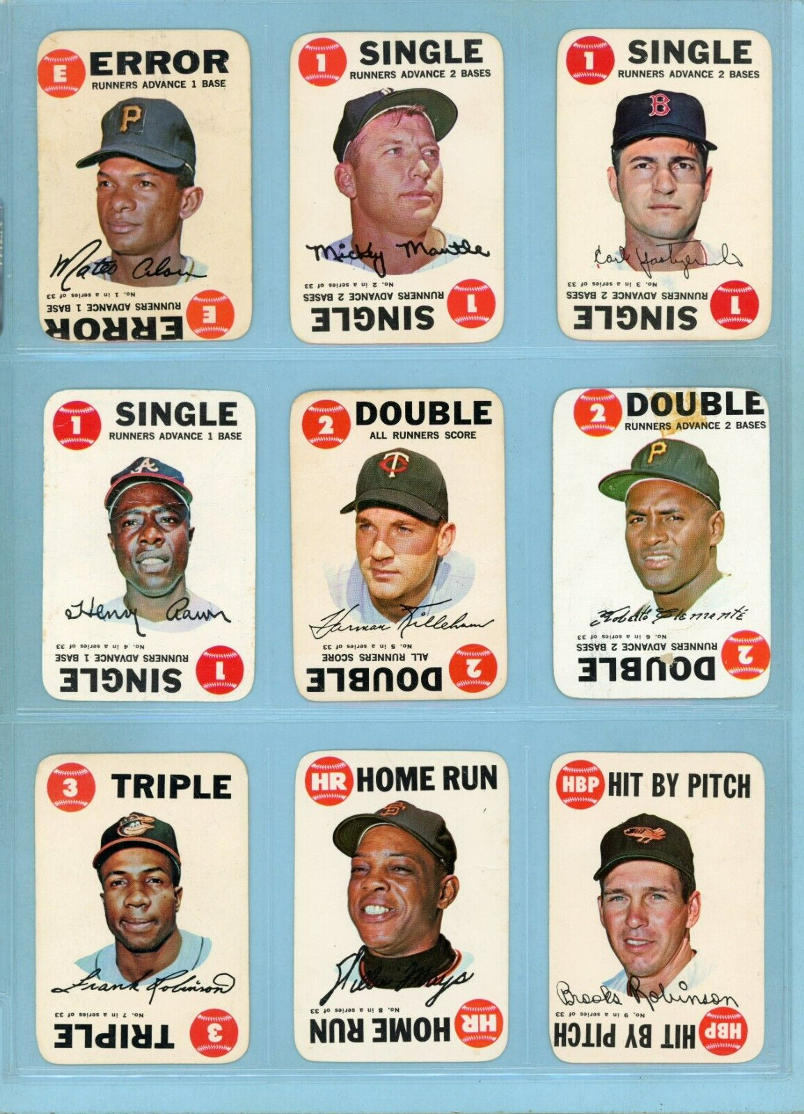 1968 Topps Game Complete Set of 33 Baseball Cards Low Grade - VG