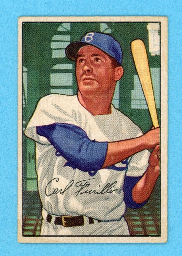 1952 Bowman #24 Carl Furillo Brooklyn Dodgers Baseball Card EX lpl stain blc