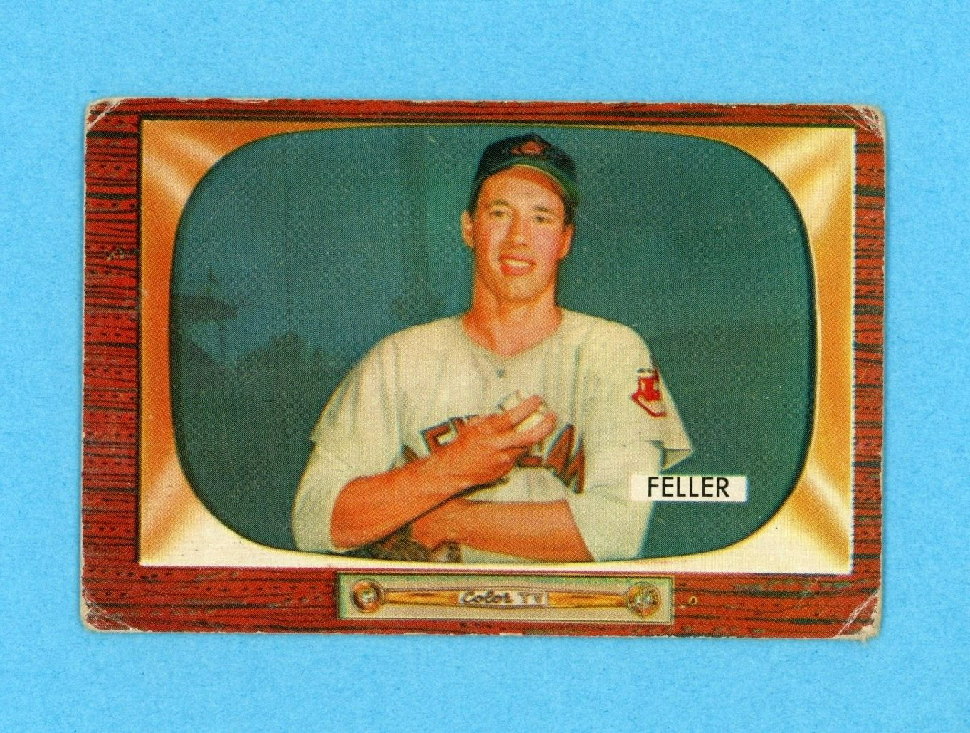 1955 Bowman #134 Bob Feller Cleveland Indians Baseball Card Low Grade