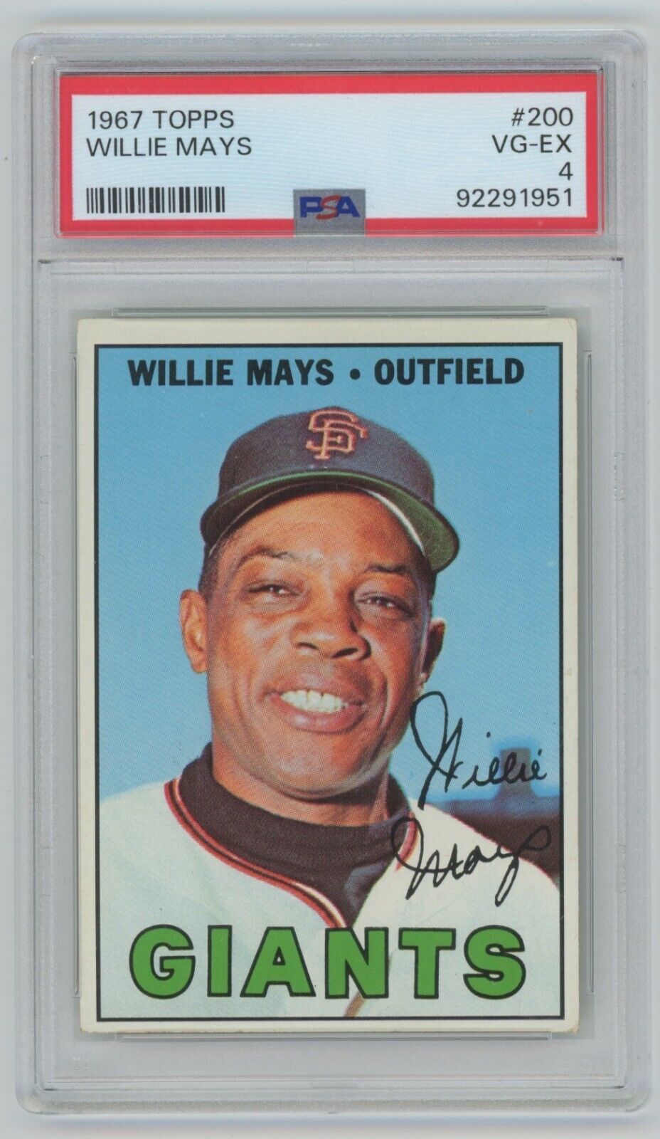 Willie Mays 1967 Topps Card #200 • PSA 4 VG-EX