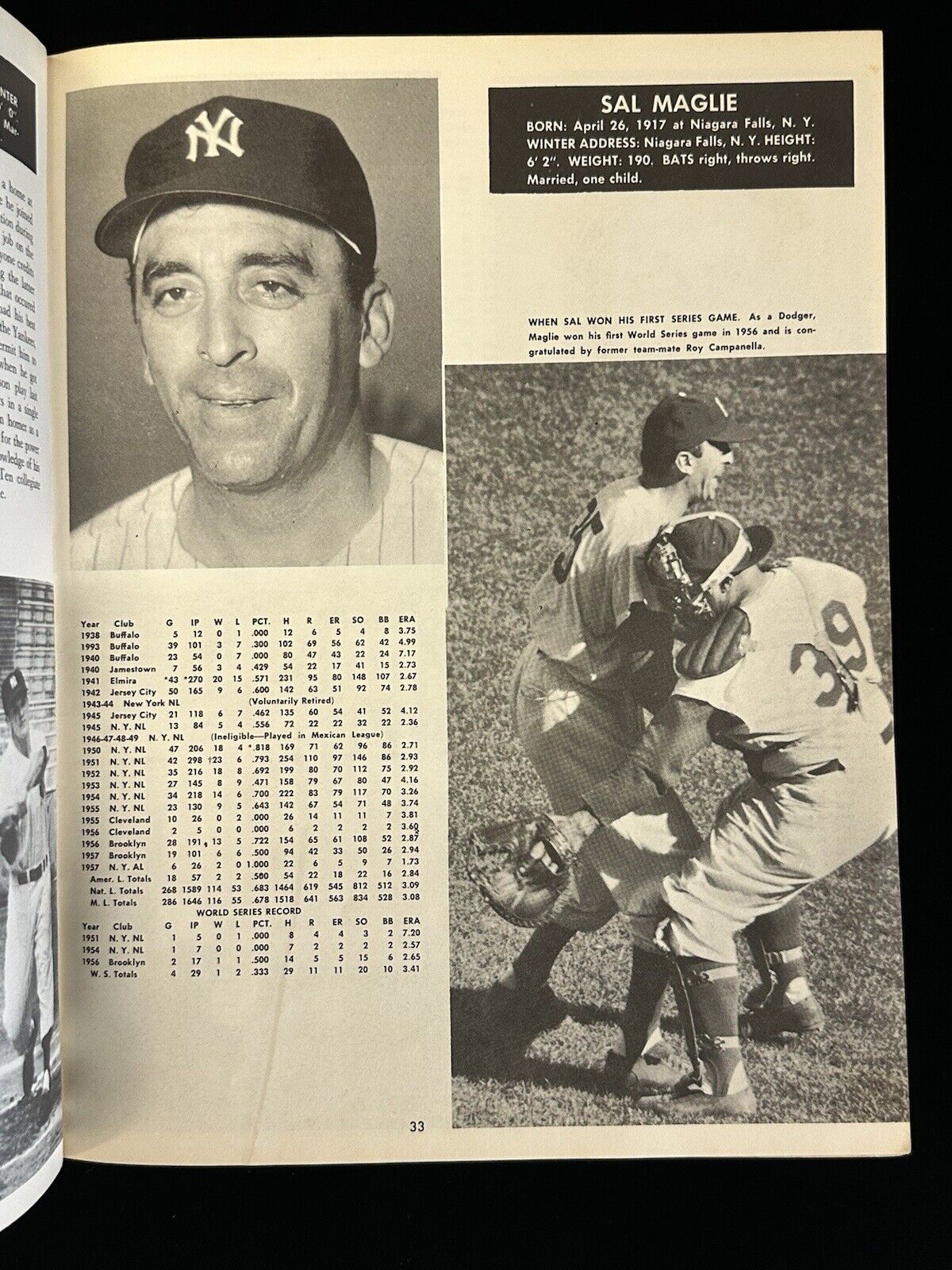 1958 Jay Publishing New York Yankees Baseball Yearbook w/ Mantle Berra Larsen