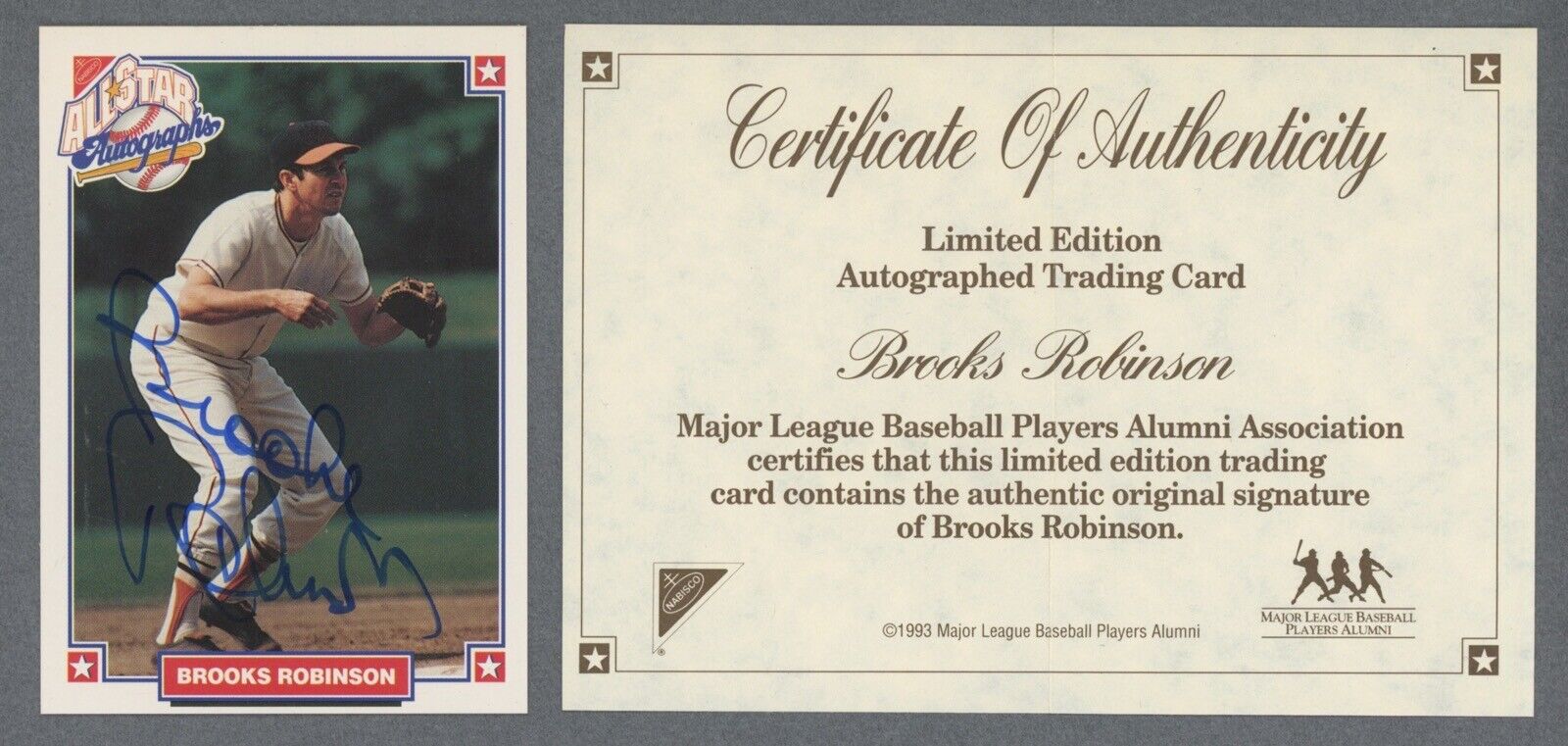 Brooks Robinson Signed 1993 Nabisco Card • w/cert Auto w B&E Hologram