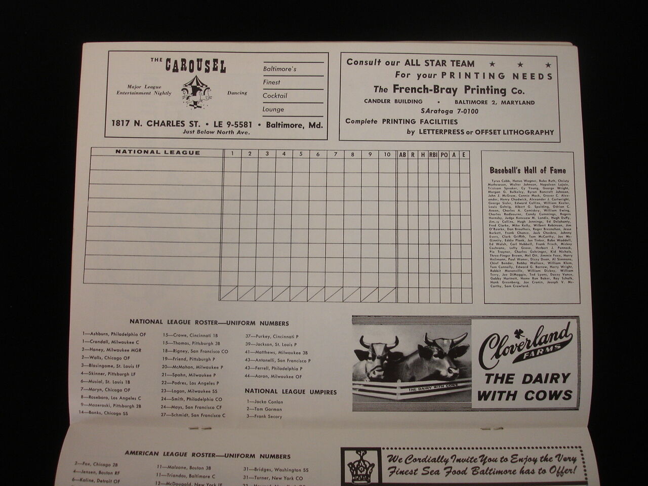 1958 MLB Baseball All Star Game Program - Unscored, EX+