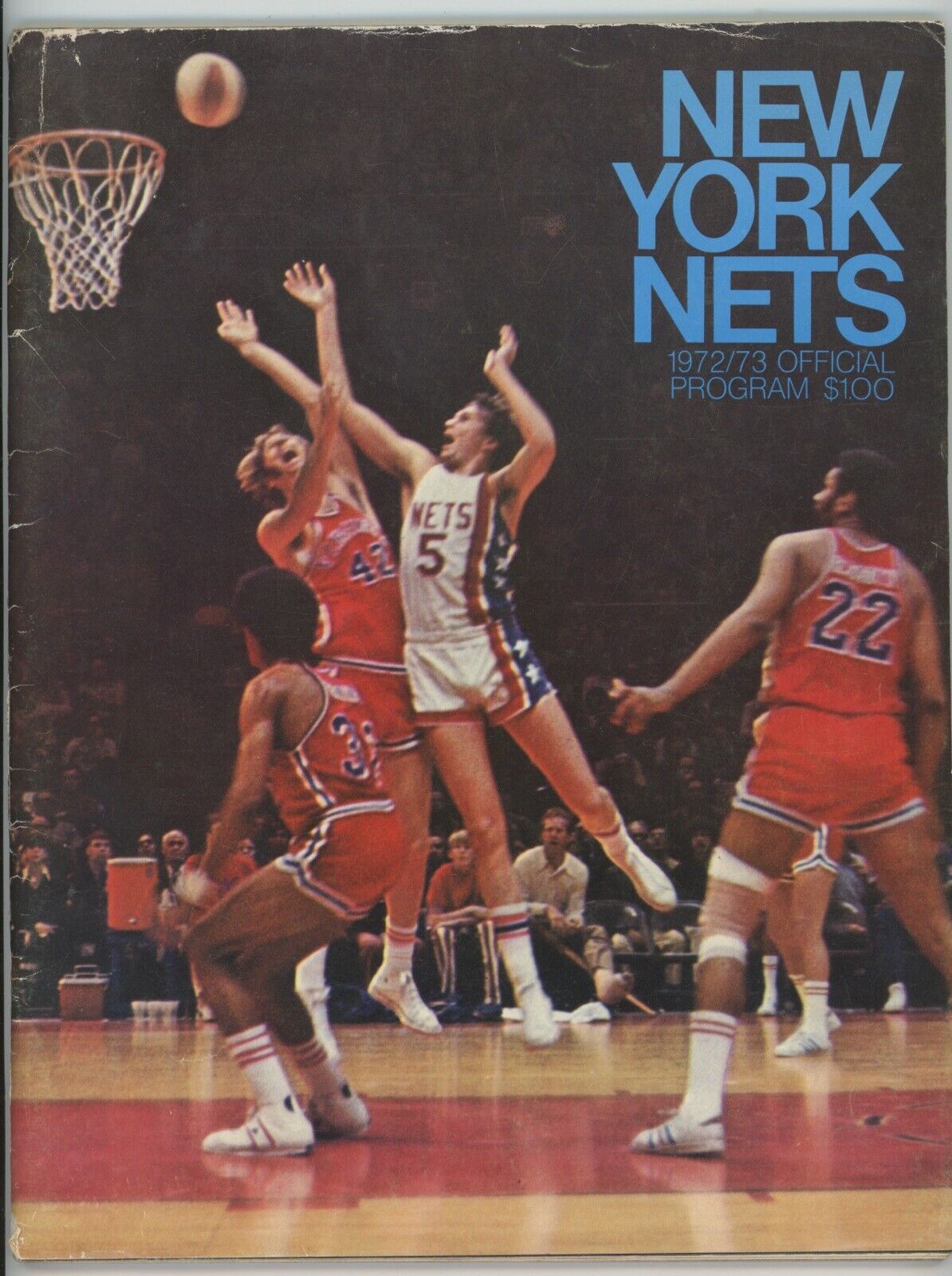 1972-73 New York Nets vs Memphis Tams ABA Program • Unscored, loose cover, marks