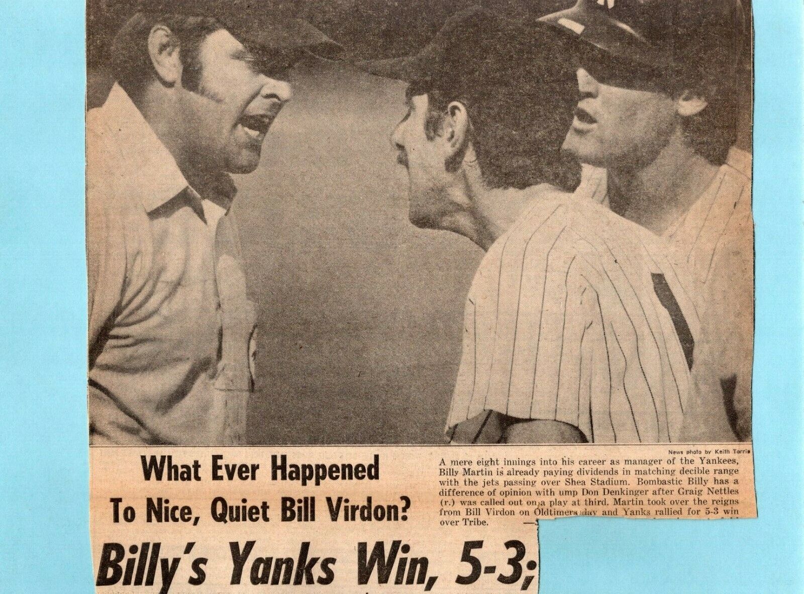 Aug 2, 1975 Indians vs Yankees Old Timers Day Program Billy Martin New Manager 